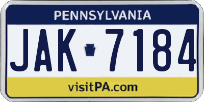 PA license plate JAK7184
