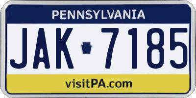 PA license plate JAK7185