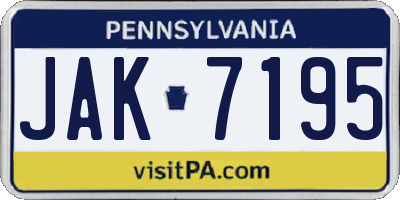PA license plate JAK7195