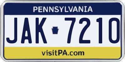 PA license plate JAK7210