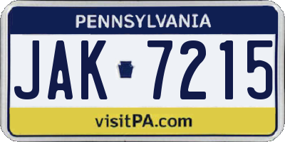 PA license plate JAK7215