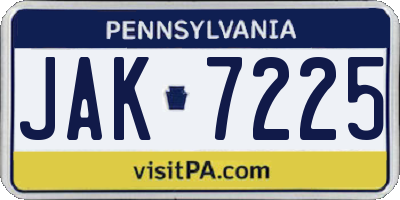 PA license plate JAK7225
