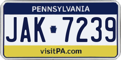 PA license plate JAK7239