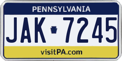 PA license plate JAK7245
