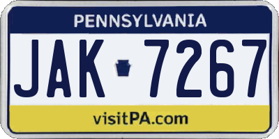 PA license plate JAK7267
