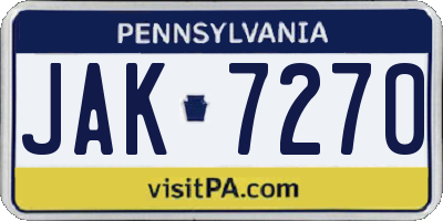 PA license plate JAK7270