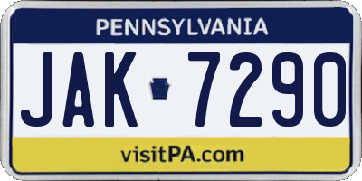 PA license plate JAK7290