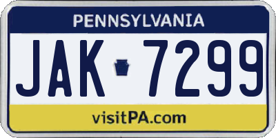 PA license plate JAK7299