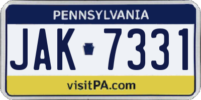 PA license plate JAK7331