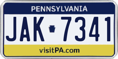 PA license plate JAK7341