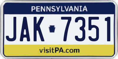 PA license plate JAK7351