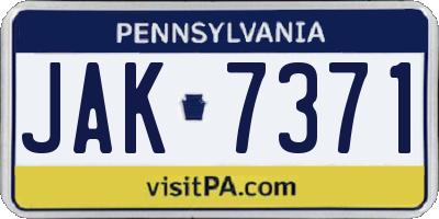 PA license plate JAK7371