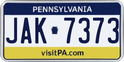 PA license plate JAK7373