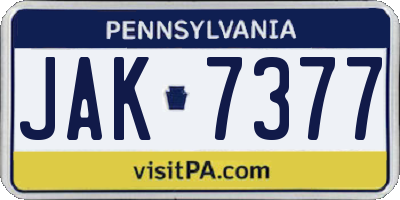PA license plate JAK7377