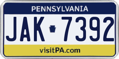 PA license plate JAK7392