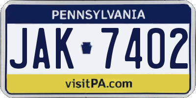 PA license plate JAK7402