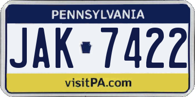 PA license plate JAK7422