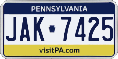 PA license plate JAK7425