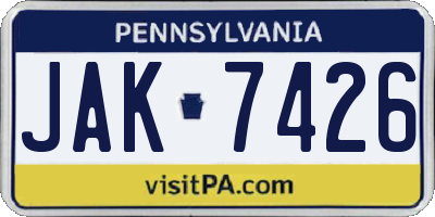 PA license plate JAK7426