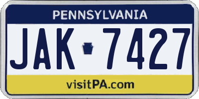 PA license plate JAK7427