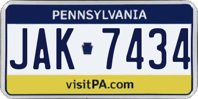 PA license plate JAK7434
