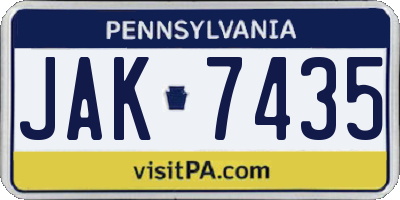 PA license plate JAK7435