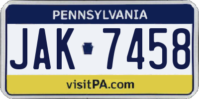 PA license plate JAK7458