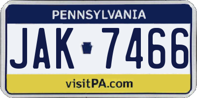 PA license plate JAK7466