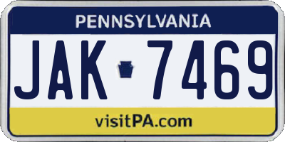 PA license plate JAK7469