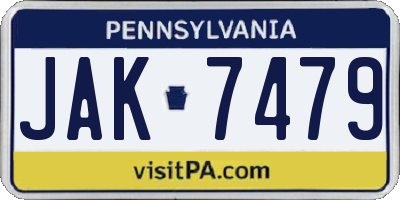 PA license plate JAK7479