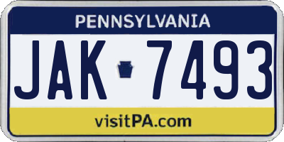 PA license plate JAK7493