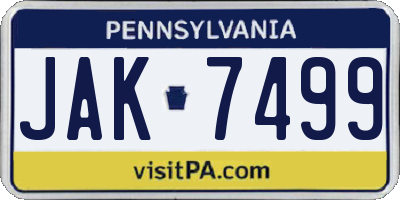 PA license plate JAK7499