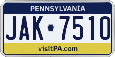 PA license plate JAK7510