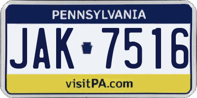 PA license plate JAK7516