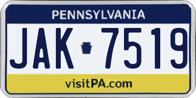 PA license plate JAK7519