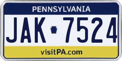 PA license plate JAK7524