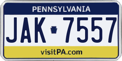 PA license plate JAK7557