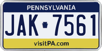PA license plate JAK7561