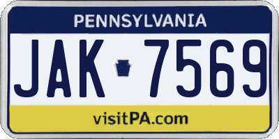 PA license plate JAK7569