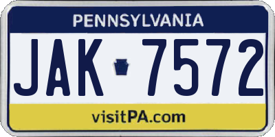 PA license plate JAK7572