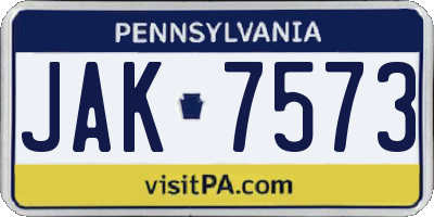 PA license plate JAK7573