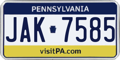 PA license plate JAK7585