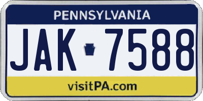 PA license plate JAK7588