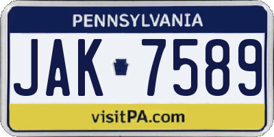 PA license plate JAK7589