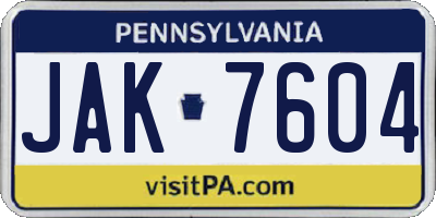 PA license plate JAK7604