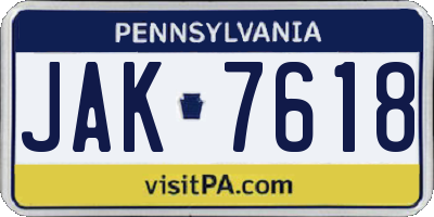 PA license plate JAK7618