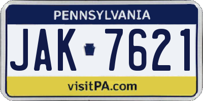 PA license plate JAK7621