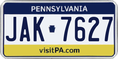 PA license plate JAK7627