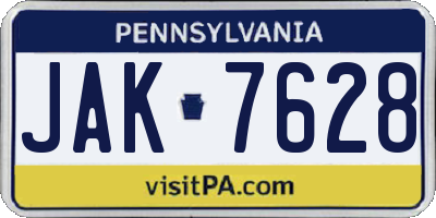 PA license plate JAK7628