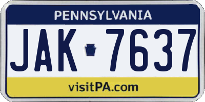 PA license plate JAK7637